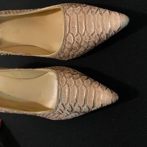 Pink, champagne-colored heels.